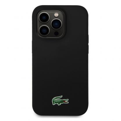 Lacoste Croc Logo Liquid Silicone MagSafe Case - дизайнерски силиконов калъф с MagSafe за iPhone 15 Pro Max (черен)  3