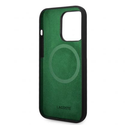 Lacoste Croc Logo Liquid Silicone MagSafe Case - дизайнерски силиконов калъф с MagSafe за iPhone 15 Pro Max (черен)  6