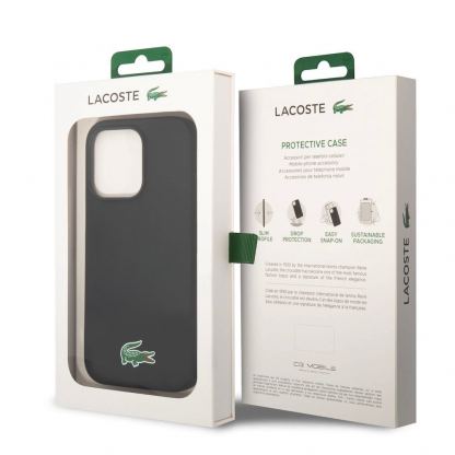 Lacoste Croc Logo Liquid Silicone MagSafe Case - дизайнерски силиконов калъф с MagSafe за iPhone 15 Pro Max (черен)  7