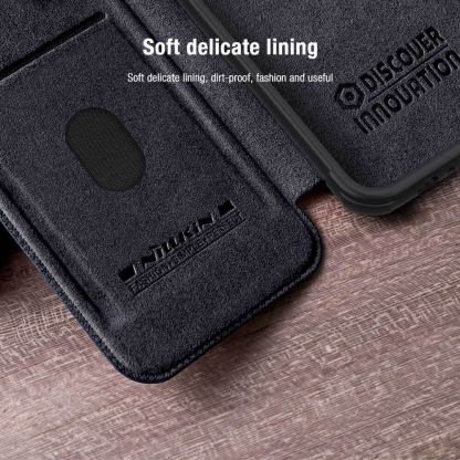 Nillkin Qin Book Pro Leather Flip Case - кожен калъф, тип портфейл за iPhone 15 Plus (черен) 4