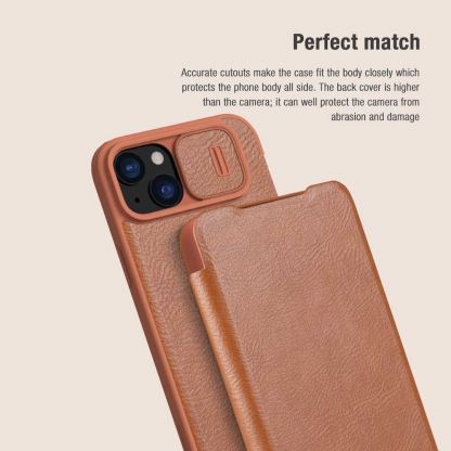 Nillkin Qin Book Pro Leather Flip Case - кожен калъф, тип портфейл за iPhone 15 Plus (черен) 5