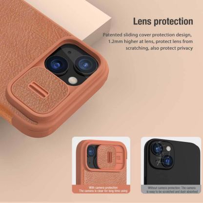 Nillkin Qin Book Pro Leather Flip Case - кожен калъф, тип портфейл за iPhone 15 (черен) 3