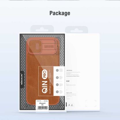 Nillkin Qin Book Pro Leather Flip Case - кожен калъф, тип портфейл за iPhone 15 (черен) 6