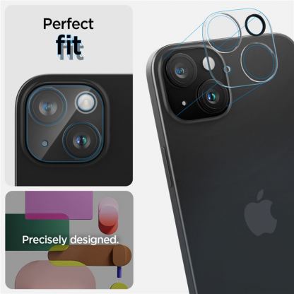 Spigen Optik Lens Protector 2 Pack - комплект 2 броя предпазни стъклени протектора за камерата на iPhone 15, iPhone 15 Plus, iPhone 14, iPhone 14 Plus (прозрачен) 8