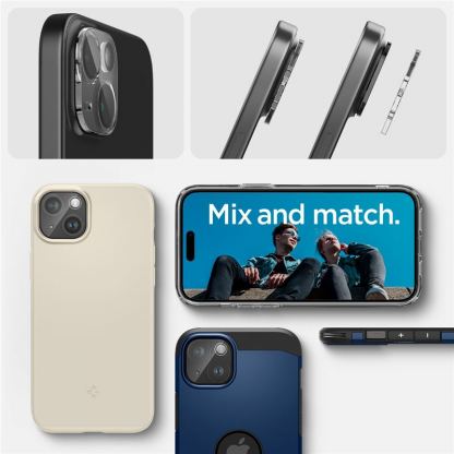 Spigen Optik Lens Protector 2 Pack - комплект 2 броя предпазни стъклени протектора за камерата на iPhone 15, iPhone 15 Plus, iPhone 14, iPhone 14 Plus (прозрачен) 11