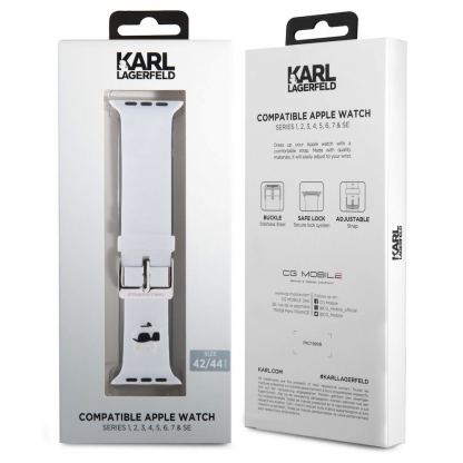 Karl Lagerfeld Choupette Head NFT Silicone Watch Strap - силиконова каишка за Apple Watch 42мм, 44мм, 45мм, 46мм, Ultra 49мм (бял) 4