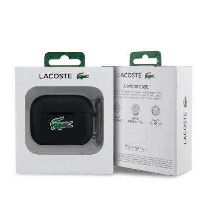 Lacoste AirPods Pro 2 Liquid Silicone Croc Logo Case - силиконов калъф с карабинер за Apple AirPods Pro 2 (черен) 3