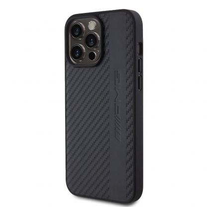 AMG Carbon Effect Leather MagSafe Case - дизайнерски кожен кейс с висока защита с MagSafe за iPhone 15 Pro Max (черен) 2