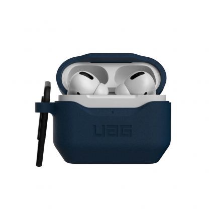 Urban Armor Gear Standard Issue Silicone Case 001 - удароустойчив силиконов калъф с карабинер за Apple Airpods Pro (тъмносин) 4