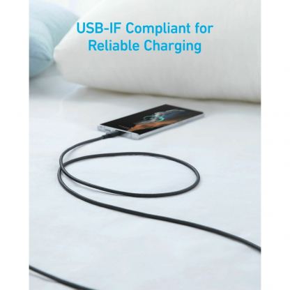 Anker 322 USB-A to USB-C Cable - здрав кабел с въжена оплетка и бързо зареждане за устройства с USB-C (90 см) (черен)  2