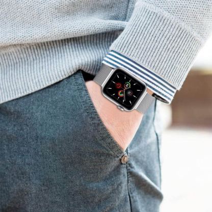 Tech-Protect Milanese Band Magnetic Stainless Steel Band - стоманена, неръждаема каишка за Apple Watch 42мм, 44мм, 45мм, 46мм, Ultra 49мм (бежов) 5