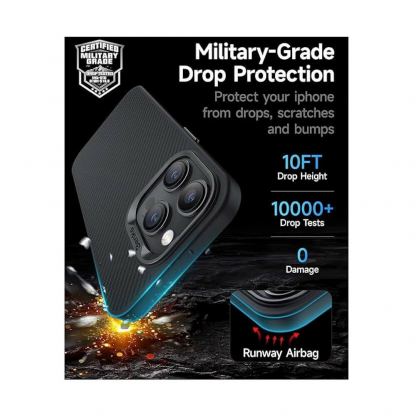 Benks MagClap ArmorPro Kevlar Case 600D - удароустойчив кевларен кейс с MagSafe за iPhone 15 Pro (черен) 9