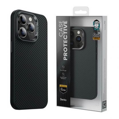 Benks MagClap ArmorPro Kevlar Case 600D - удароустойчив кевларен кейс с MagSafe за iPhone 15 Pro (черен) 14