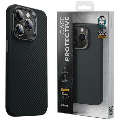 Benks MagClap ArmorPro Kevlar Case 600D - удароустойчив кевларен кейс с MagSafe за iPhone 15 Pro Max (черен) 5