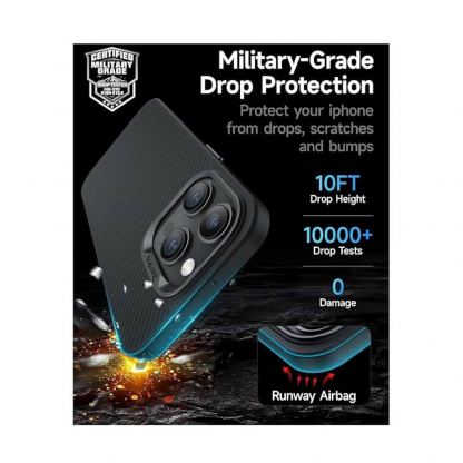 Benks MagClap ArmorPro Kevlar Case 600D - удароустойчив кевларен кейс с MagSafe за iPhone 15 Pro Max (черен) 9