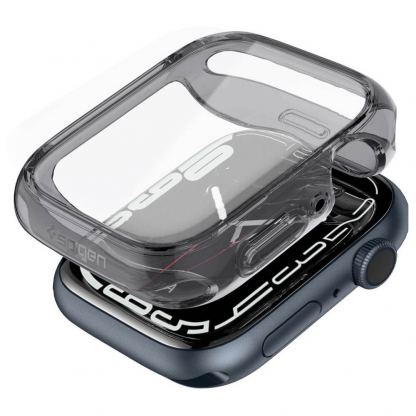 Spigen Ultra Hybrid Case - хибриден кейс с висока степен на защита и вграден протектор за дисплея за Apple Watch 41мм (черен-прозрачен) 7