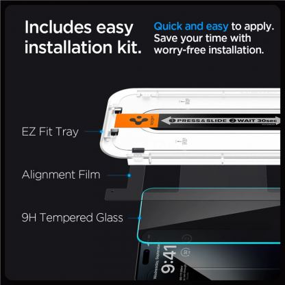 Spigen Glas.Tr Ez Fit Privacy Tempered Glass 2 Pack - 2 броя стъклени защитни покрития с определен ъгъл на виждане за дисплея за iPhone 15 Pro Max 10