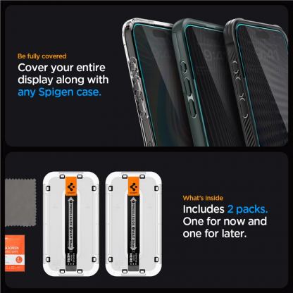 Spigen Glas.Tr Ez Fit Privacy Tempered Glass 2 Pack - 2 броя стъклени защитни покрития с определен ъгъл на виждане за дисплея за iPhone 15 Pro Max 12