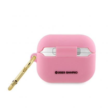 Hello Kitty AirPods Liquid Silicone 3D Kitty Head Logo Case - силиконов калъф с карабинер за Apple AirPods Pro (розов) 2