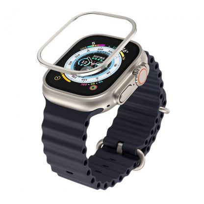 Blueo Sapphire And Titanium Alloy Tempered Glass Protector Kit - сапфирено калено стъклено защитно покритие с титаниева рамка за Apple Watch Ultra 49мм (титан-прозрачен) 3