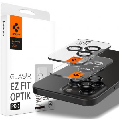 Spigen Optik Pro tR Ez Fit Lens Protector 2 Pack - 2 комплекта предпазни стъклени лещи за камерата на iPhone 15 Pro, iPhone 15 Pro Max, iPhone 14 Pro, iPhone 14 Pro Max (прозрачен) 5