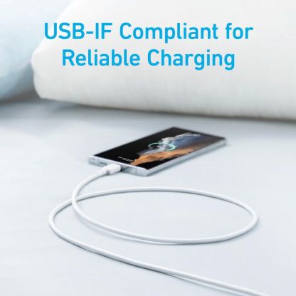 Anker 322 USB-A to USB-C Cable - здрав кабел с въжена оплетка и бързо зареждане за устройства с USB-C порт (180 см) (бял)  5