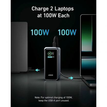 Anker Prime Power Bank (PowerCore 20K) 20 000mAh, 200W - преносима външна батерия с 1xUSB-C и 2xUSB-A изходи и технология за бързо зареждане (черен) 2
