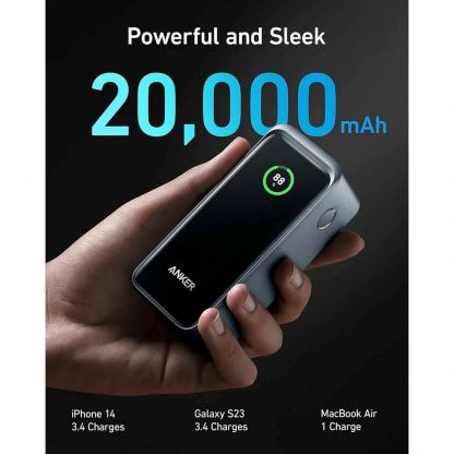Anker Prime Power Bank (PowerCore 20K) 20 000mAh, 200W - преносима външна батерия с 1xUSB-C и 2xUSB-A изходи и технология за бързо зареждане (черен) 6