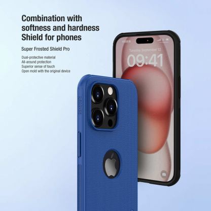 Nillkin Super Frosted Shield Pro Case - хибриден удароустойчив кейс за iPhone 15 Pro Max (сив) 3