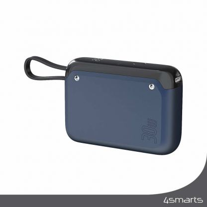 4smarts Power Bank Pocket 10000 mAh 30W - външна батерия с вграден USB-C кабел и USB-C изход с технология за бързо зареждане (син) 4