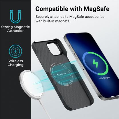 Pitaka MagEZ 3 600D Aramid Fiber MagSafe Case - кевларен кейс с MagSafe за iPhone 14 Plus (черен-сив)  3
