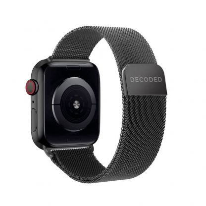 Decoded Milanaise Titanium Stainless Steel Watch Loop Band - стоманена, неръждаема каишка за Apple Watch 38мм, 40мм, 41мм, 42мм (2024) (черен) 2