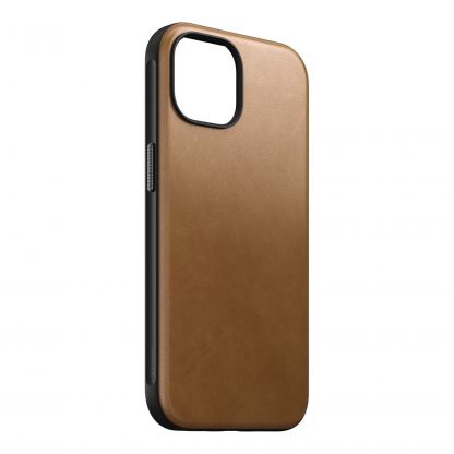Nomad Modern Leather MagSafe Case - кожен (естествена кожа) кейс с MagSafe за iPhone 15 (кафяв) 7