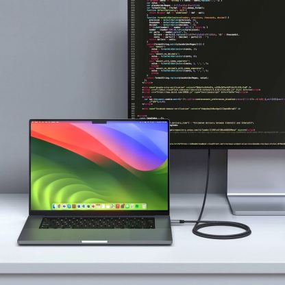 Satechi USB4 USB-C to USB-C Pro Cable, 8K, 240W, 40Gbps - здрав USB4 кабел с въжена оплетка за устройства с USB-C порт (120 см) (черен) 4