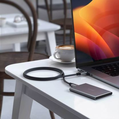 Satechi USB4 USB-C to USB-C Pro Cable, 8K, 240W, 40Gbps - здрав USB4 кабел с въжена оплетка за устройства с USB-C порт (120 см) (черен) 5