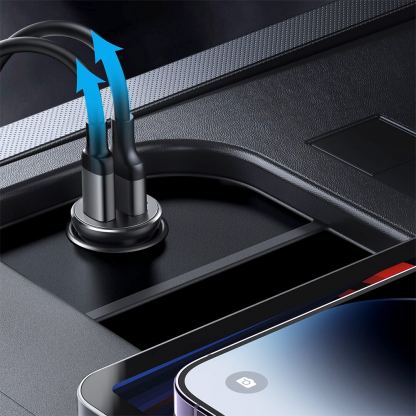 Joyroom Mini Metal Quick Car Charger 30W - зарядно за кола с 2xUSB-C изхода с технология за бързо зареждане (черен) 8