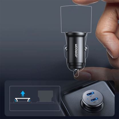 Joyroom Mini Metal Quick Car Charger 30W - зарядно за кола с 2xUSB-C изхода с технология за бързо зареждане (черен) 11
