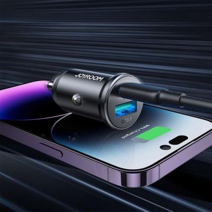 Joyroom Dual USB-A & USB-C Fast Car Charger 30W - зарядно за кола с USB-A и USB-C изходи и технология за бързо зареждане (черен) 7