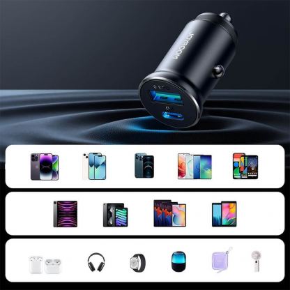 Joyroom Dual USB-A & USB-C Fast Car Charger 30W - зарядно за кола с USB-A и USB-C изходи и технология за бързо зареждане (черен) 11