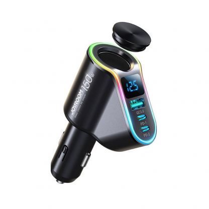 Joyroom 4-in-1 Fast Car Charger and Extended Cigarette Lighter Port 150W - зарядно за кола с 2xUSB-C и USB-A изходи и извод за запалка (черен) 2