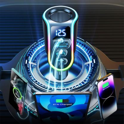 Joyroom 4-in-1 Fast Car Charger and Extended Cigarette Lighter Port 150W - зарядно за кола с 2xUSB-C и USB-A изходи и извод за запалка (черен) 7