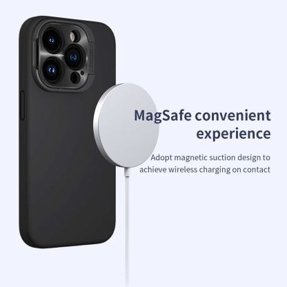Nillkin LensWing Magnetic Hard Case - силиконов (TPU) калъф с MagSafe и поставка за iPhone 15 Pro (черен) 3