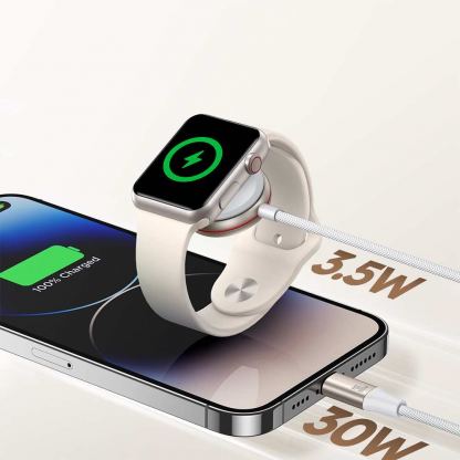 Joyroom 2-in-1 Lightning and Apple Watch Cable (150 cm) (white) - USB-C кабел с Ligthning конектор и конектор за зареждане на Apple Watch (150 см) (бял) 3