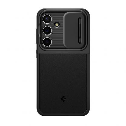 Spigen Optik Armor Case - тънък качествен силиконов (TPU) калъф с капак за камерата за Samsung Galaxy S24 (черен) 3
