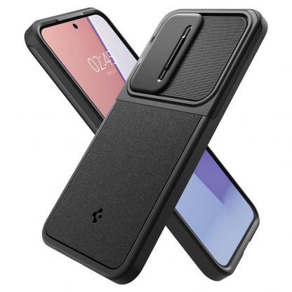 Spigen Optik Armor Case - тънък качествен силиконов (TPU) калъф с капак за камерата за Samsung Galaxy S24 (черен) 12