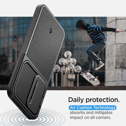 Spigen Optik Armor Case - тънък качествен силиконов (TPU) калъф с капак за камерата за Samsung Galaxy S24 (черен) 17