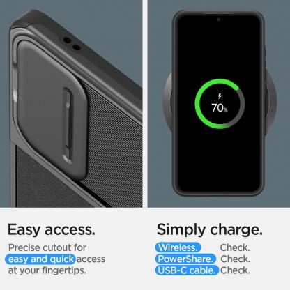 Spigen Optik Armor Case - тънък качествен силиконов (TPU) калъф с капак за камерата за Samsung Galaxy S24 (черен) 18