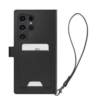 Spigen Wallet S Plus Case - кожен калъф, тип портфейл и поставка за Samsung Galaxy S24 Ultra (черен) 4