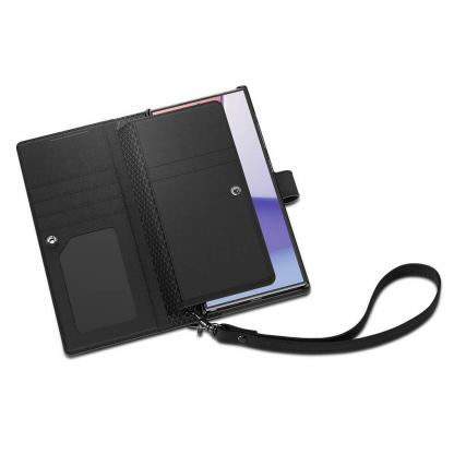 Spigen Wallet S Plus Case - кожен калъф, тип портфейл и поставка за Samsung Galaxy S24 Ultra (черен) 6