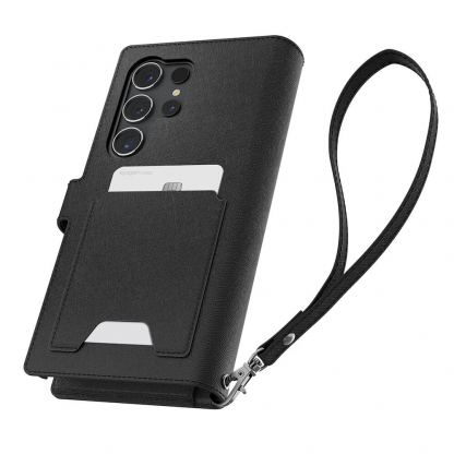 Spigen Wallet S Plus Case - кожен калъф, тип портфейл и поставка за Samsung Galaxy S24 Ultra (черен) 7